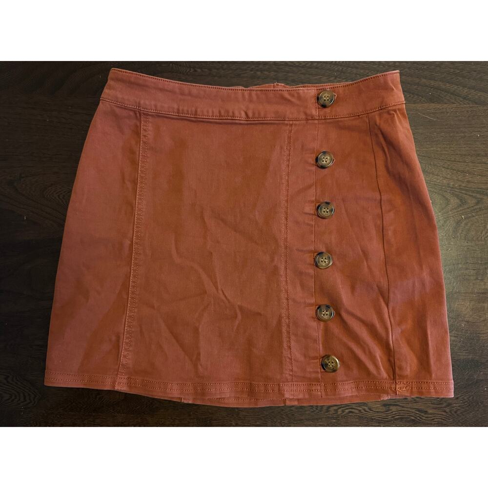 Y2K inspired cotton mini skirt size small burnt‎ orange rust preppy academia